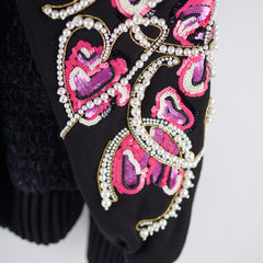 Chanel Pearl Rhinestones Tweed Bomber Jacket Fall 2022 - Size 40