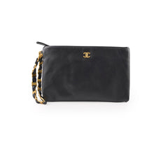 Chanel Wristlet Pouch Black Lambskin