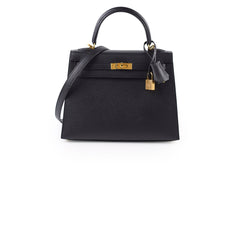 Hermes Kelly 25 Black Epsom - Y Stamp