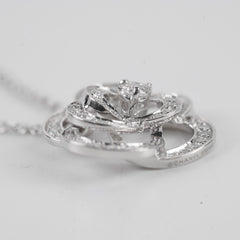 Chanel Small 18K White Gold Diamond Camelia Necklace J2580
