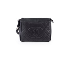 Chanel CC Vintage Messenger Bag Calfskin Black