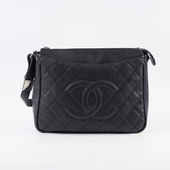 Chanel CC Vintage Messenger Bag Calfskin Black