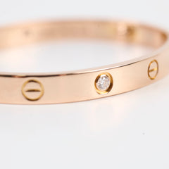 Cartier Classic Love with 4 Diamonds Rose Gold Size 17 Bracelet