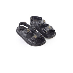Chanel Dad Sandals Black Womens 38