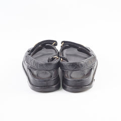 Chanel Dad Sandals Black Womens 38