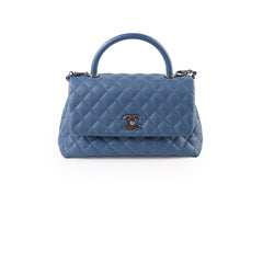 Chanel Coco Handle Dusty Steel Blue Caviar (23 Series)