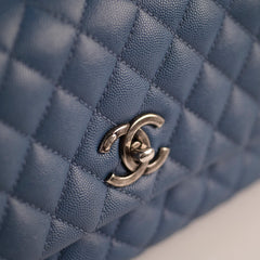Chanel Coco Handle Dusty Steel Blue Caviar (23 Series)