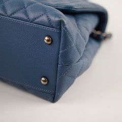 Chanel Coco Handle Dusty Steel Blue Caviar (23 Series)