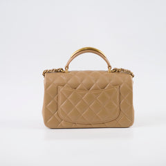 Chanel Rectangle Mini Top Handle Dark Beige Lambksin GHW
