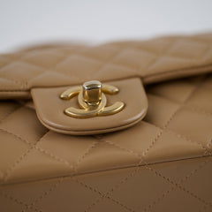 Chanel Rectangle Mini Top Handle Dark Beige Lambksin GHW