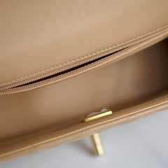Chanel Rectangle Mini Top Handle Dark Beige Lambksin GHW