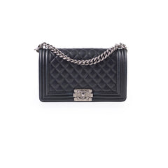 Chanel Old Meidum Boy Bag Black Lambskin RHW 22 Series
