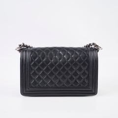 Chanel Old Meidum Boy Bag Black Lambskin RHW 22 Series