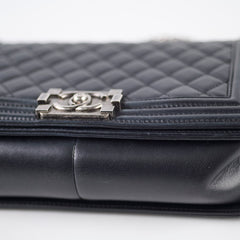 Chanel Old Meidum Boy Bag Black Lambskin RHW 22 Series