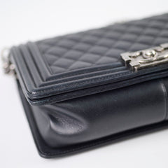Chanel Old Meidum Boy Bag Black Lambskin RHW 22 Series
