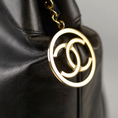 Chanel Deca Coco Mark Black Vintage Tote