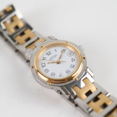 Hermes 24mm Stainless Steel Two Tone Clipper Watch CL4.220