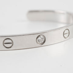 Cartier Love Cuff with 1 Diamond Bracelet Size 17