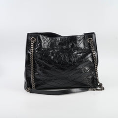 Saint Laurent Large Niki Matelasse Crinkled Leather Tote Black