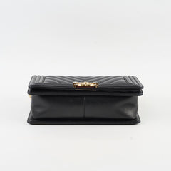 Chanel Old Medium Boy Black Lambskin Chevron