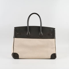 Hermes Birkin 35 Ebene/ Ecru Toile H [F]