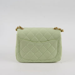Chanel Mini Square Lambskin Pearl Crush Light Green Microchip