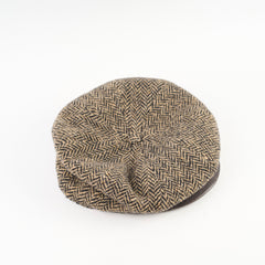 Hermes Wool Cashmere Herringbone Flat Cap Brown Size 57