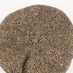 Hermes Wool Cashmere Herringbone Flat Cap Brown Size 57