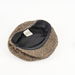 Hermes Wool Cashmere Herringbone Flat Cap Brown Size 57