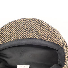 Hermes Wool Cashmere Herringbone Flat Cap Brown Size 57
