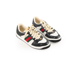 Gucci Men's Screener Perorated Leather Sneakers Black/White Size 41