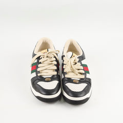 Gucci Men's Screener Perorated Leather Sneakers Black/White Size 41