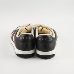 Gucci Men's Screener Perorated Leather Sneakers Black/White Size 41