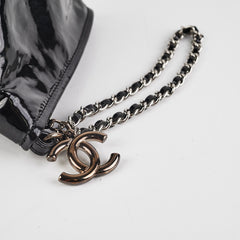 Chanel Triangle Patent Black Wristlet Pouch