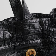 Chanel Black Croc Embossed Shopping Tote