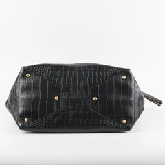 Chanel Black Croc Embossed Shopping Tote