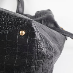 Chanel Black Croc Embossed Shopping Tote