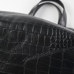 Chanel Black Croc Embossed Shopping Tote