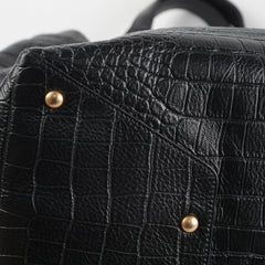 Chanel Black Croc Embossed Shopping Tote