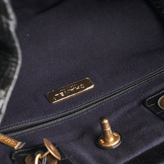 Chanel Black Croc Embossed Shopping Tote
