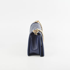 Chanel Old Medium Boy Lambskin Navy Bag