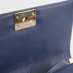 Chanel Old Medium Boy Lambskin Navy Bag