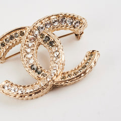 Chanel Gold Rhinestone Brooch Costume Jewellery