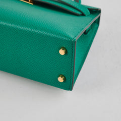 Hermes Mini Kelly Green Jade Epsom - Z Stamp