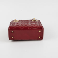 Christian Dior Lady Dior Mini Patent Red
