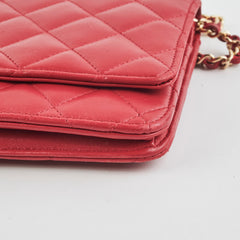 Chanel Wallet On Chain WOC Lambskin Dark Pink