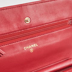 Chanel Wallet On Chain WOC Lambskin Dark Pink