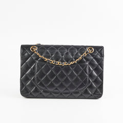 Chanel Caviar Medium/Large Double Classic Flap Black 24k Gold Plated Hardware