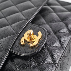 Chanel Caviar Medium/Large Double Classic Flap Black 24k Gold Plated Hardware