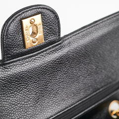 Chanel Caviar Medium/Large Double Classic Flap Black 24k Gold Plated Hardware